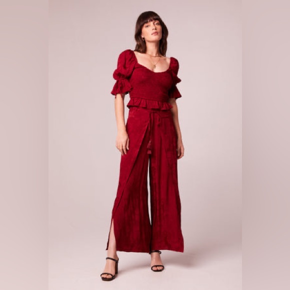 Band of the Free LEA RHUBARB SMOCKED CROP TOP NWT XS - Picture 3 of 7